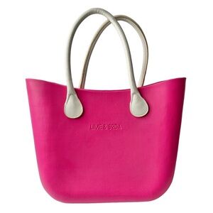 Lime & Soda Pink Tote White Handles, EVA Foam Eco-Friendly